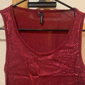 Maurices Red Sequin Tank Top